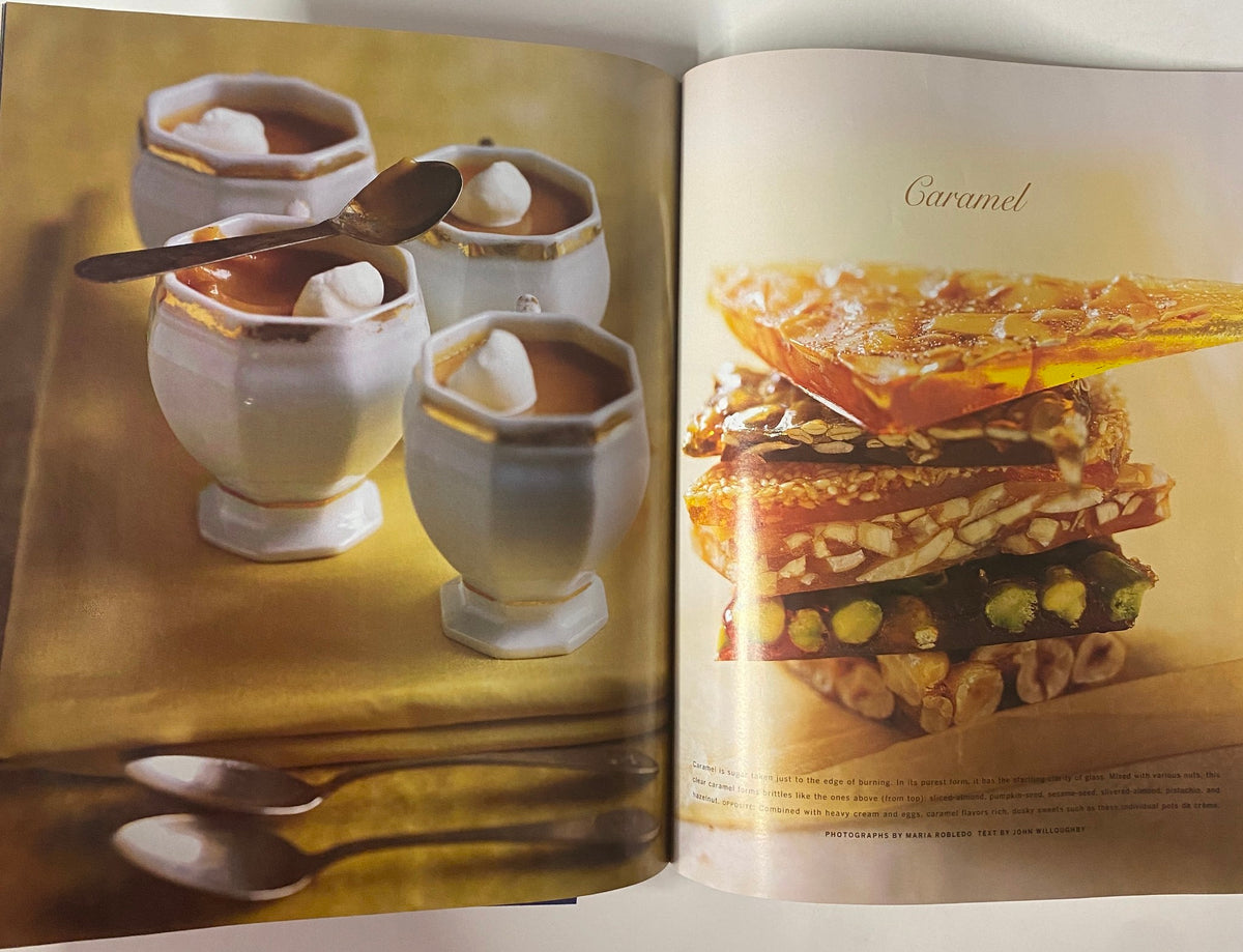 Delicious caramel desserts in elegant serving cups from Martha Stewart Living November 1998 Thanksgiving Parade Magazine, featuring seasonal recipes and beautiful styling.