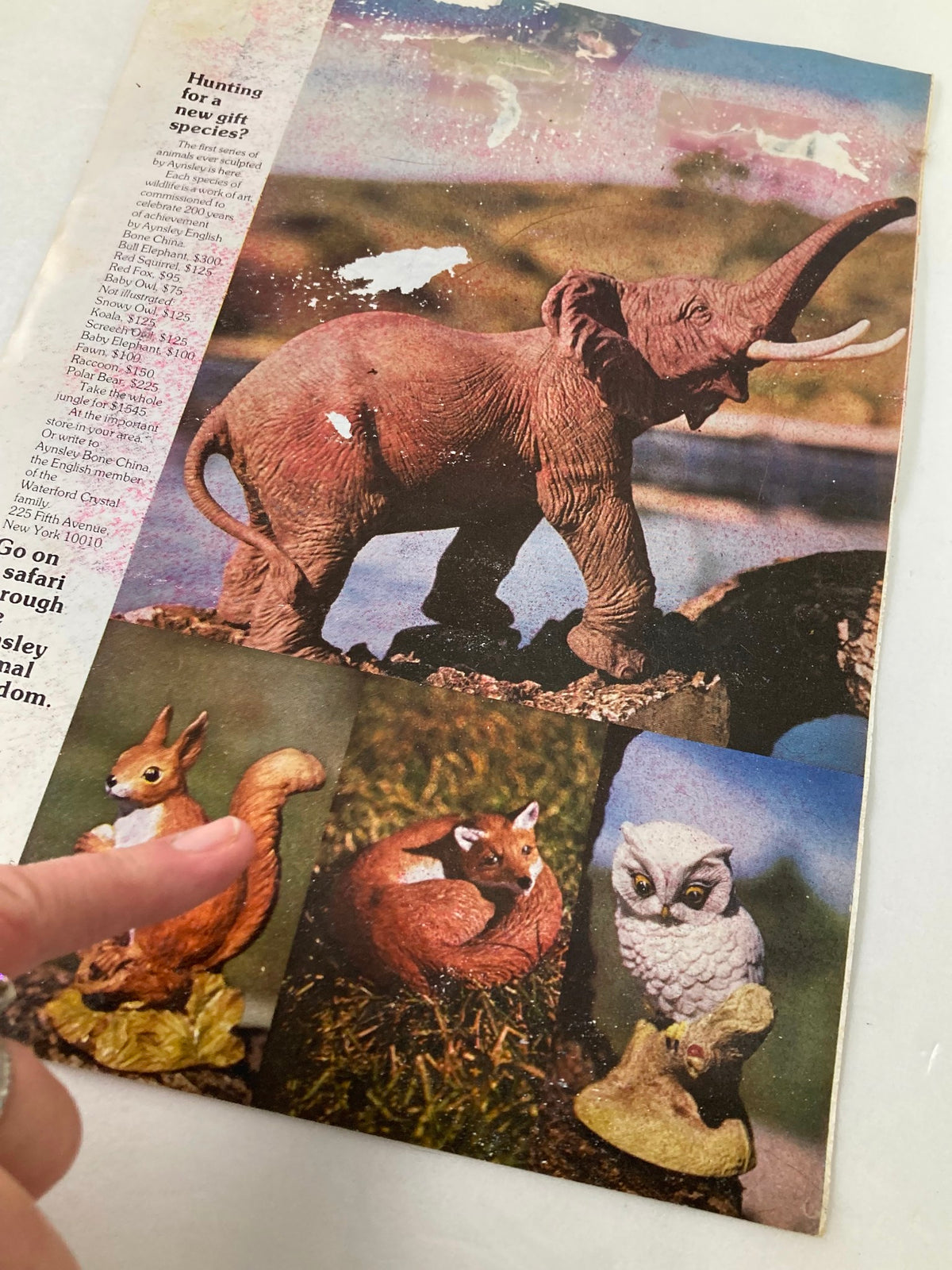 Back cover view of COVER ONLY The New Yorker December 22 1975 Snowglobe by R.O. Blechman, displaying vintage ornamentation and context of the magazine, featuring animal figurines and an informal finger gesture pointing.