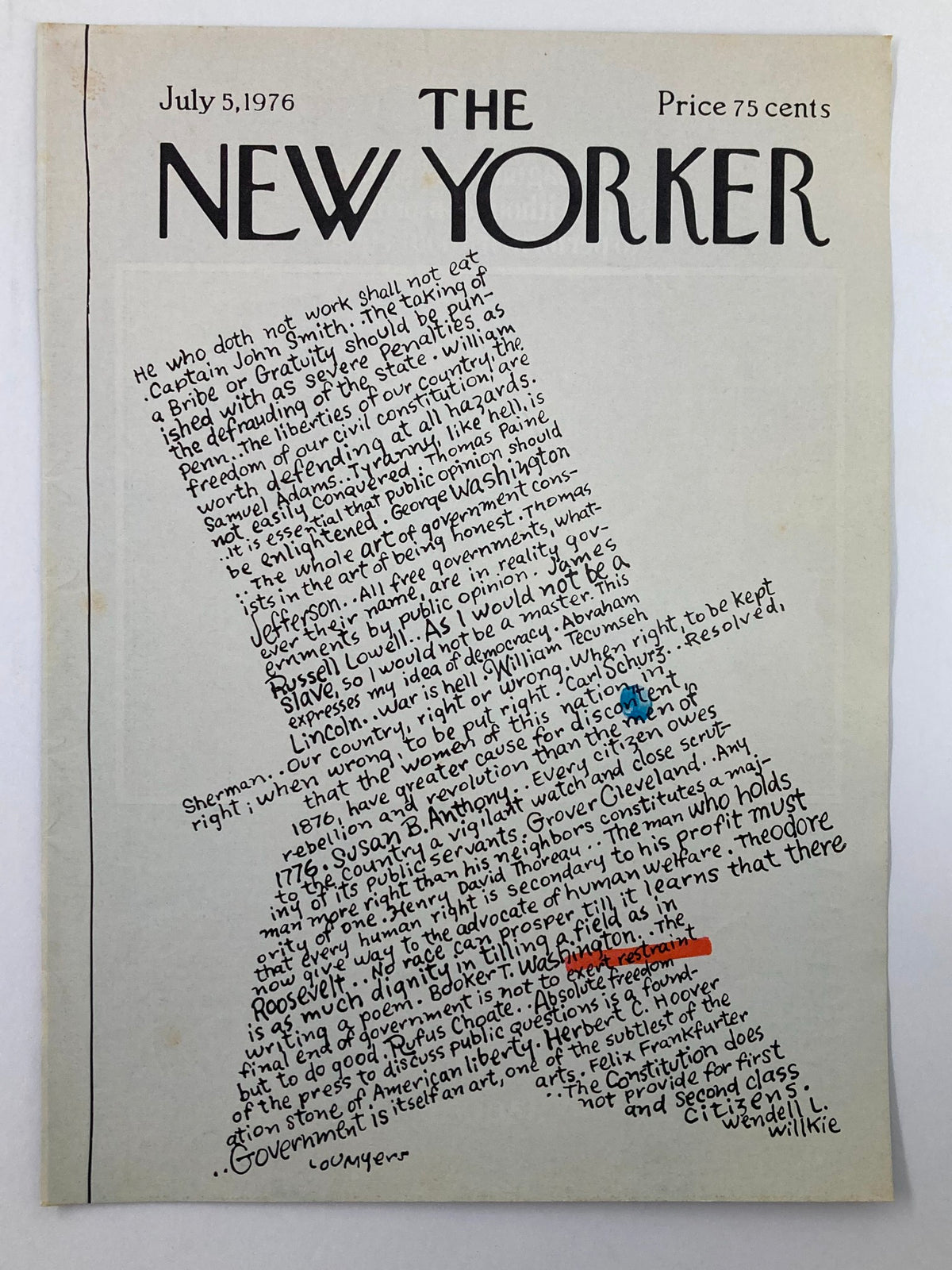 The New Yorker Cover - July 5, 1976 showcasing 'James' Letter' by Lou Myers with prominently visible text and details in a vintage style.