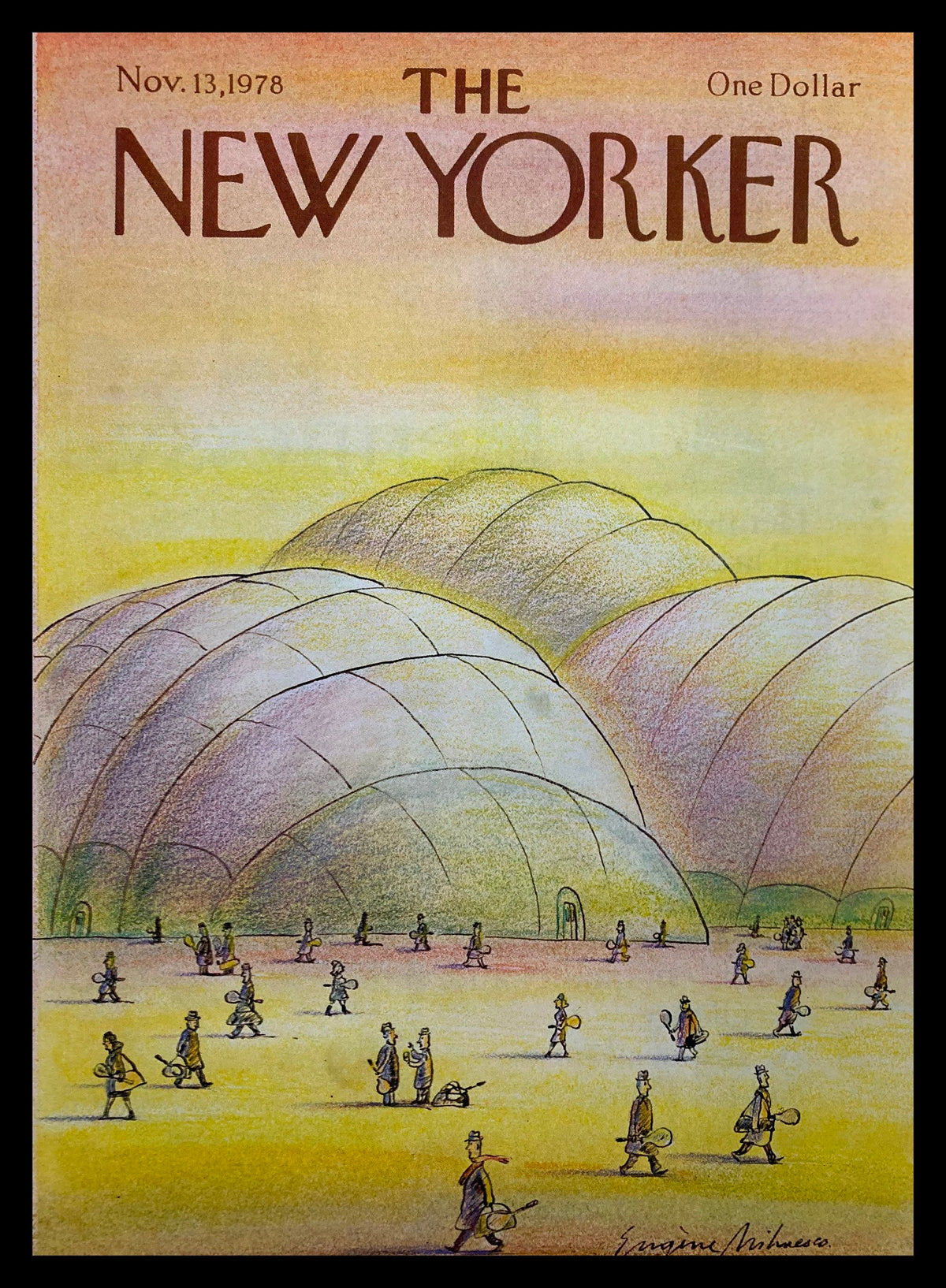 Cover of The New Yorker, November 13, 1978, titled The Dome, featuring artwork by Eugene Mihaesco, depicting a vibrant scene with domed structures and figures in a playful atmosphere.
