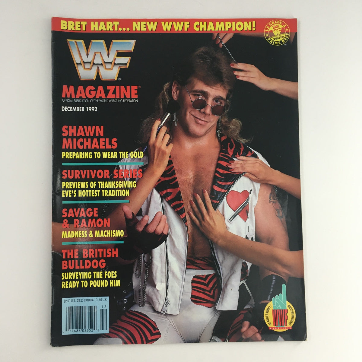 WWF Magazine December 1992 featuring Shawn Michaels on the cover, displaying vibrant colors and bold headlines, a collector's item for wrestling fans.