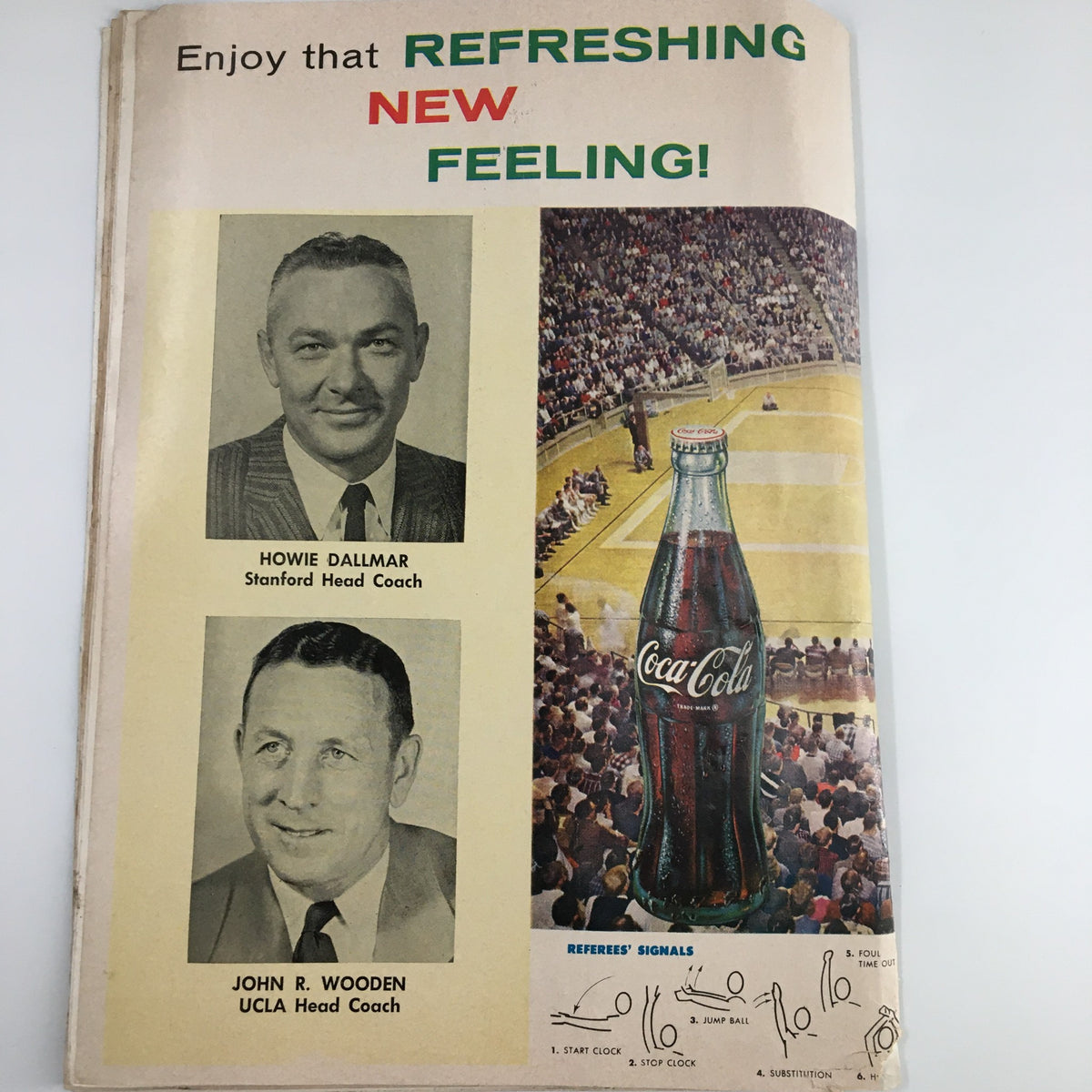 Promotional page featuring Stanford and UCLA coaches in the February 24, 1962 NCAA Basketball Stanford vs UCLA Official Program.