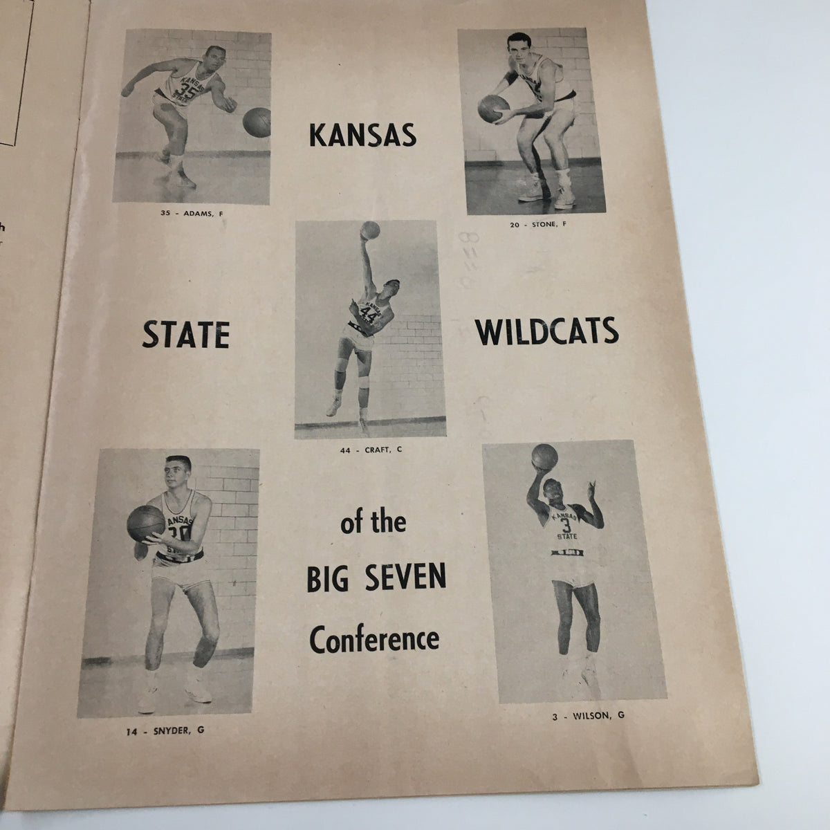 Player profiles from the December 4, 1954 NCAA Basketball Kansas State vs UCLA Official Program highlighting Kansas State Wildcats team members.