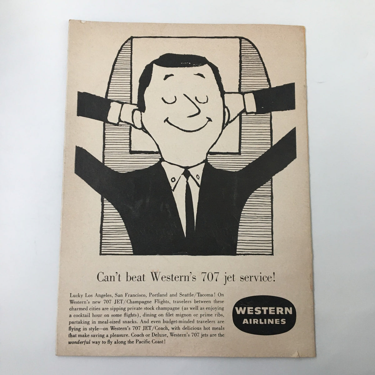Advertisement page featuring Western Airlines 707 jet service from the February 3 1961 NCAA Basketball SC vs UCLA Bruins Official Program.