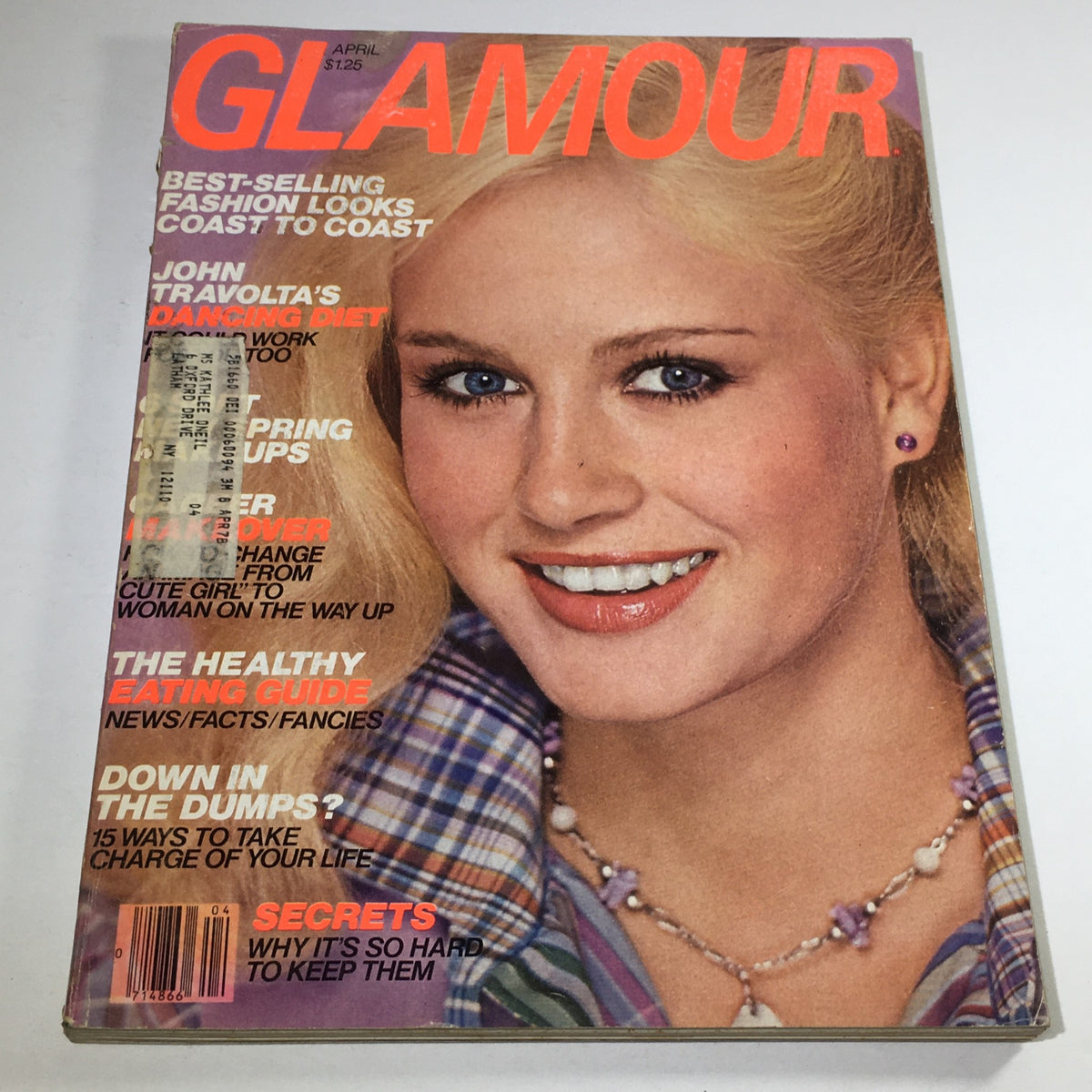 VTG Glamour Magazine April 1978 cover featuring fashion trends and an iconic model, showcasing vintage fashion style, culture, and nostalgia.
