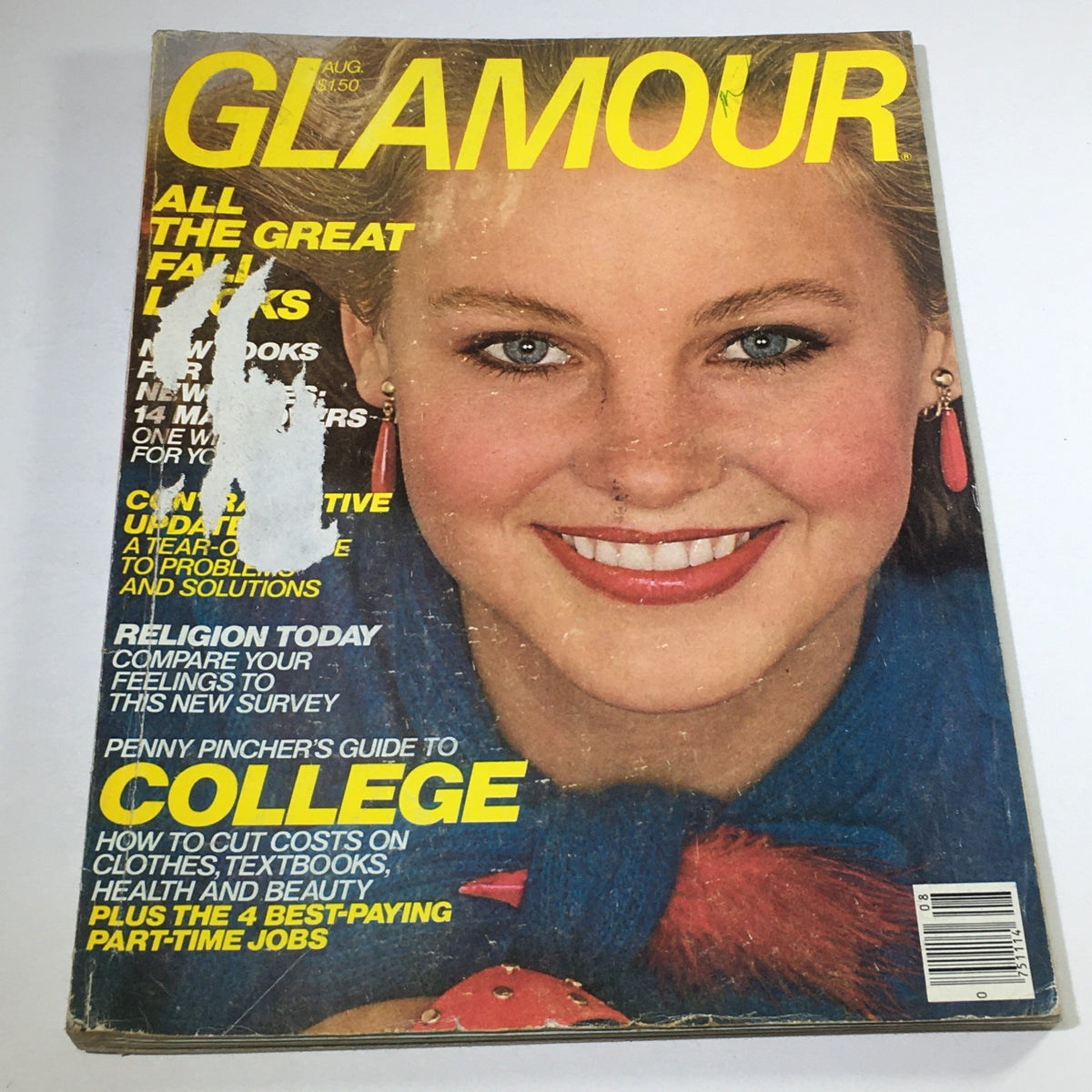 Vintage Glamour Magazine August 1978 cover featuring Lisa Ryall with a glamorous smile, showcasing fashion trends from the late 70s.