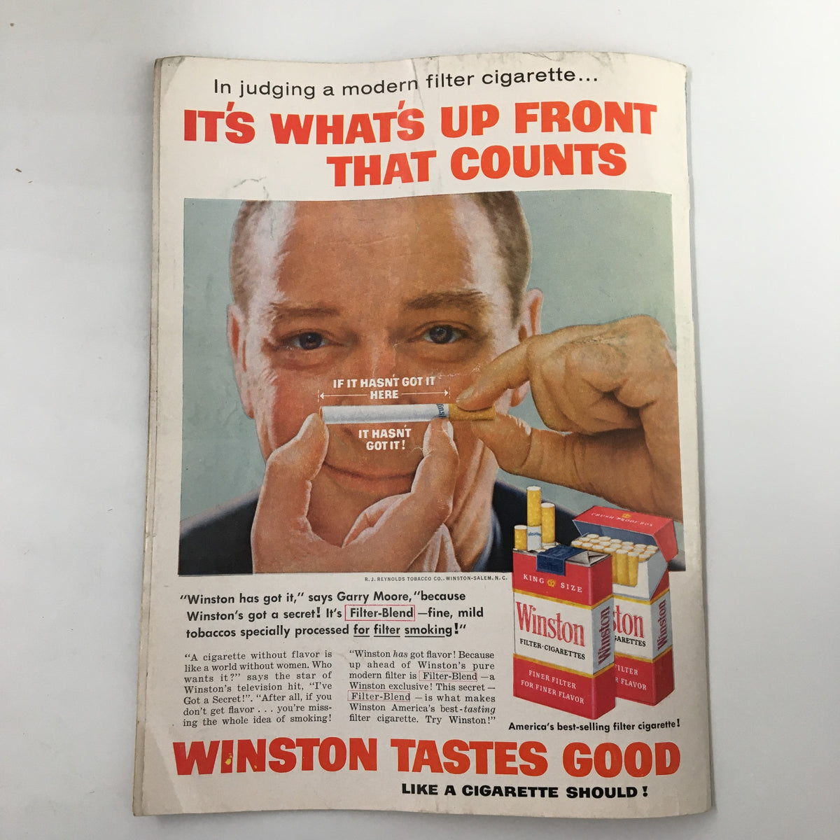 October 25, 1958 NCAA Football Stanford vs UCLA Official Program with an advertisement for Winston cigarette brand showcasing modern filter technology.