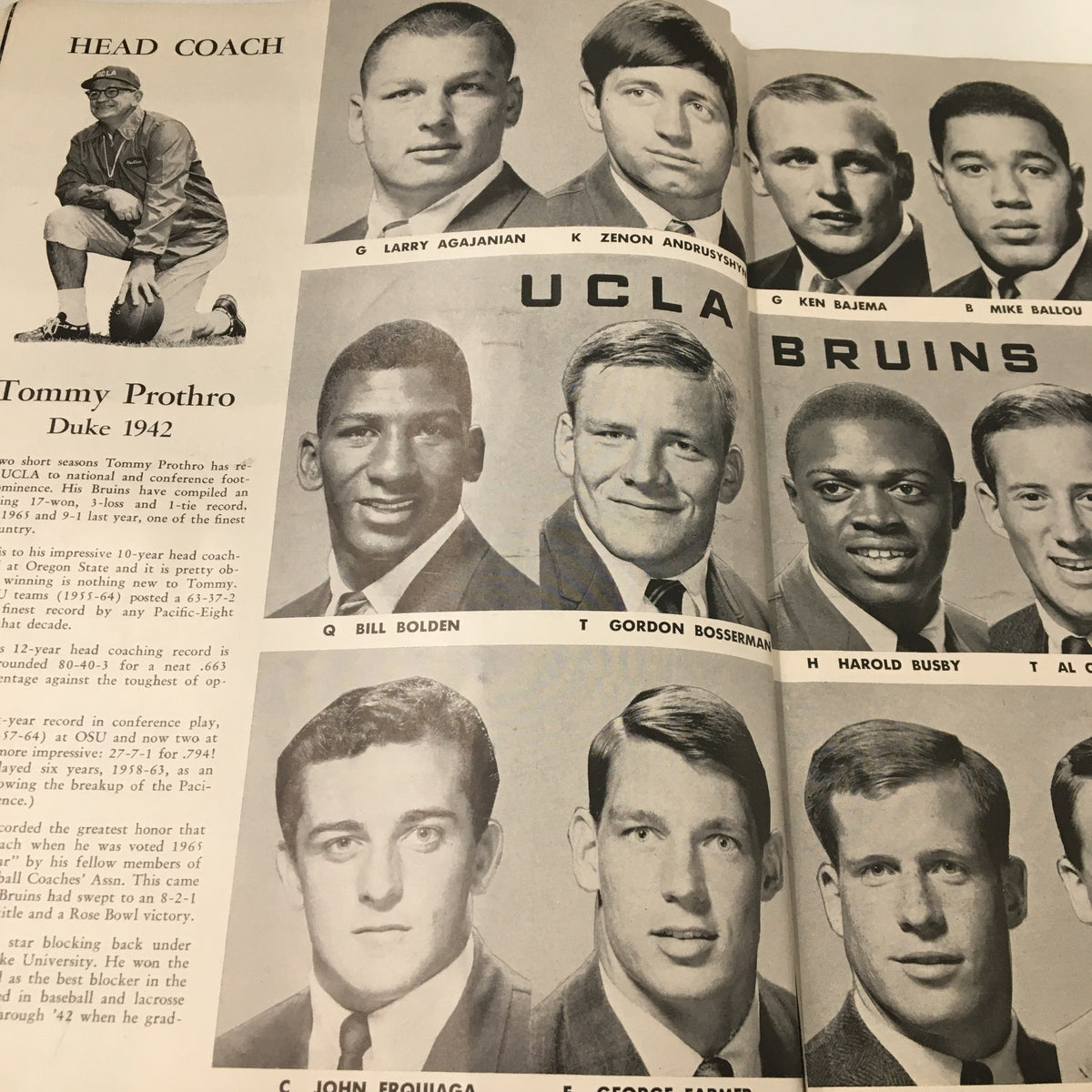 October 21 1967 NCAA Football UCLA Bruins vs Stanford Cardinal Official Program showing team photos of UCLA Bruins players including Bill Bolden and Gordon Bosserman.