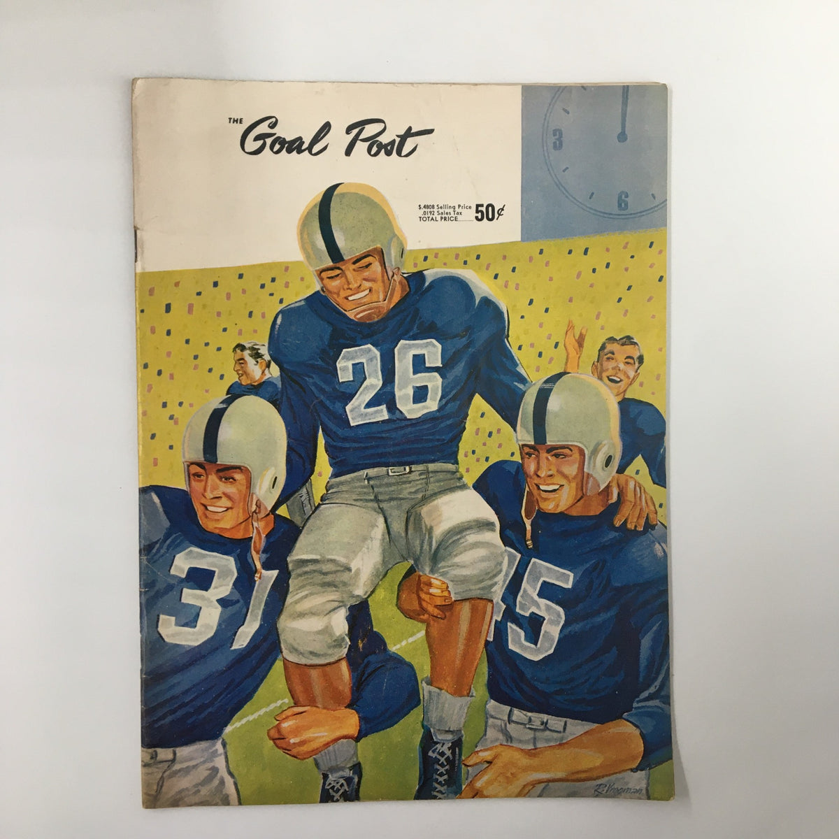 Official program cover for the September 14, 1956 NCAA Football UCLA Bruins, titled 'The Goal Post', featuring players in blue uniforms.