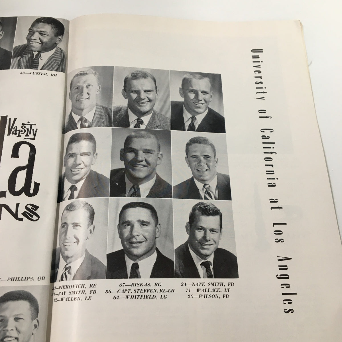 Second photographic page of UCLA Bruins football players from the September 20, 1958 NCAA Football The Goal Post Program.