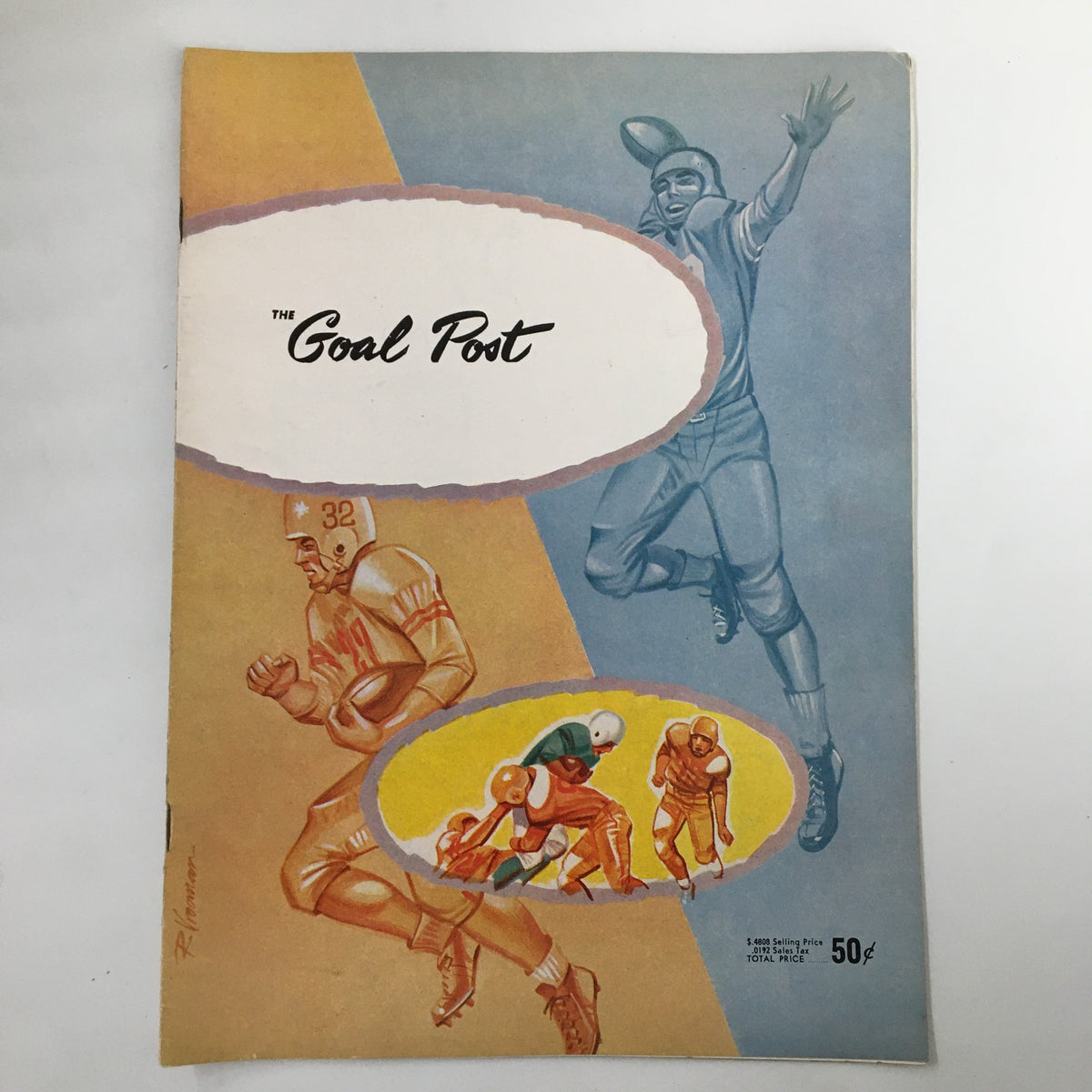 Cover of 'The Goal Post' from November 1, 1958 NCAA Football featuring Washington State College vs UCLA, featuring illustrative football players.