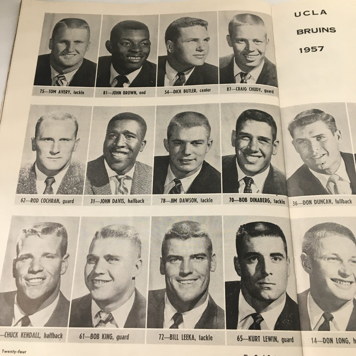 October 12 1957 NCAA Football UCLA Bruins Story The Goal Post Official Program showcasing UCLA Bruins football players including John Brown and Dick Butler.