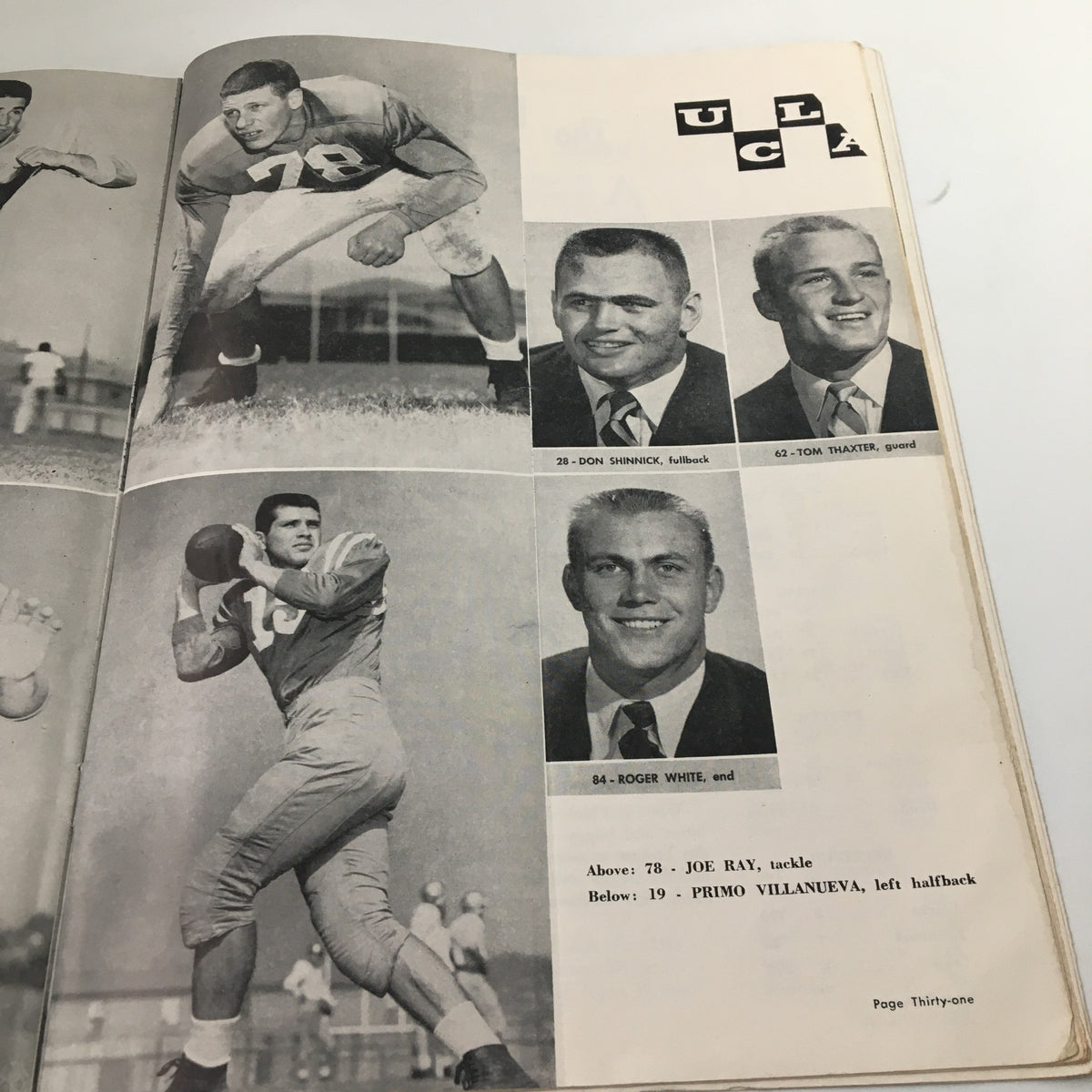 November 20, 1954 NCAA Football USC vs UCLA Official Program showcasing player images including Joe Ray and Primo Villanueva.