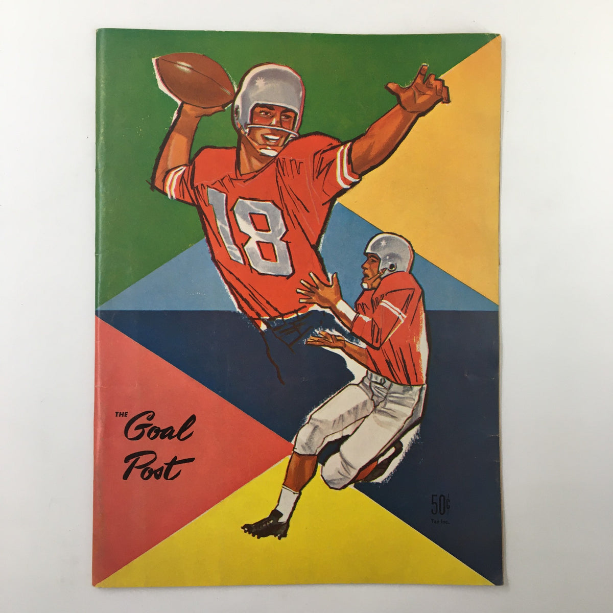 Cover of the September 17 1960 NCAA Football Pittsburgh vs UCLA The Goal Post Program featuring an illustrated football player wearing jersey number 18.