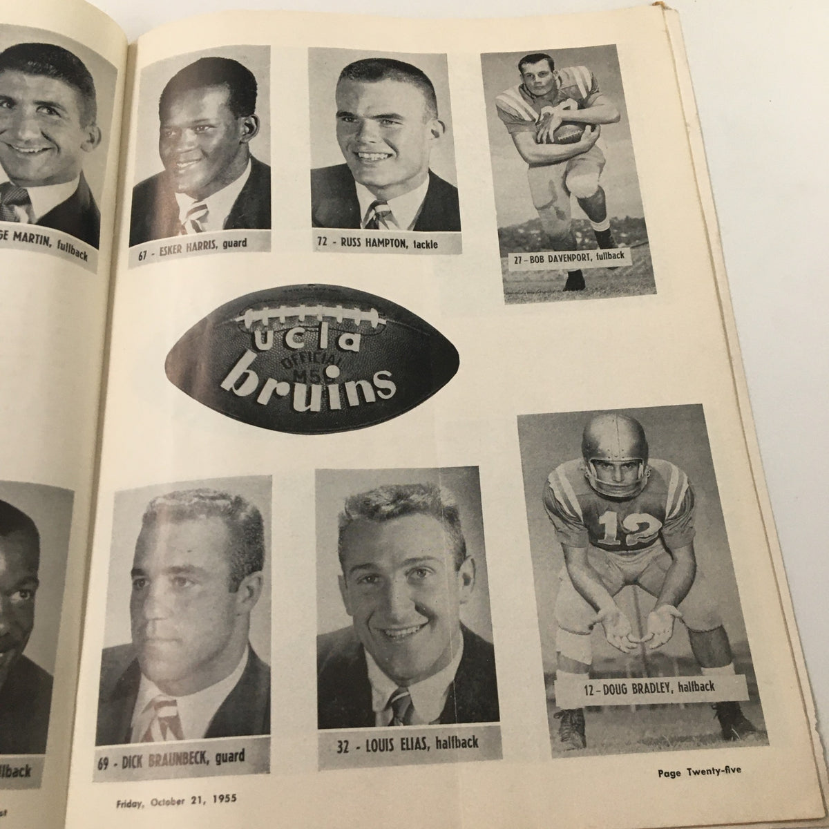 Additional player photographs from the 1955 UCLA football team featured in the September 9, 1955 NCAA Football Iowa vs UCLA official program.