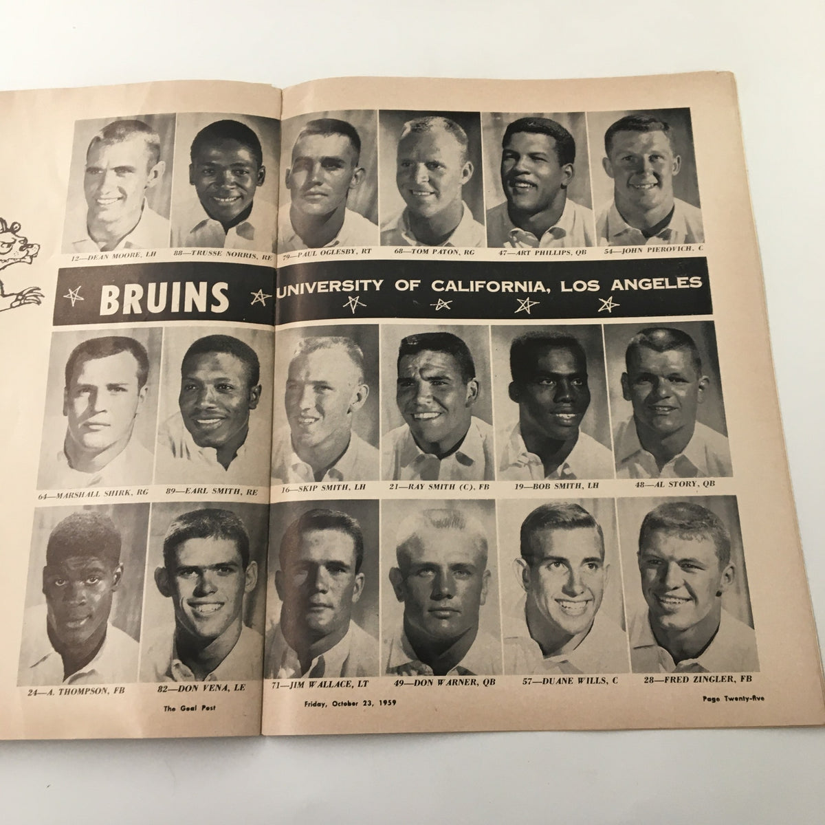 October 23 1959 NCAA Football UCLA Bruins vs Air Force Falcons booklet displaying another page of UCLA Bruins players’ photographs, capturing the essence of college football from that era.