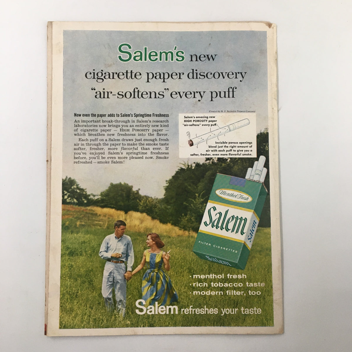 October 23 1959 NCAA Football UCLA Bruins vs Air Force Falcons booklet featuring an advertisement for Salem cigarettes, which reflects the period's marketing style and culture.