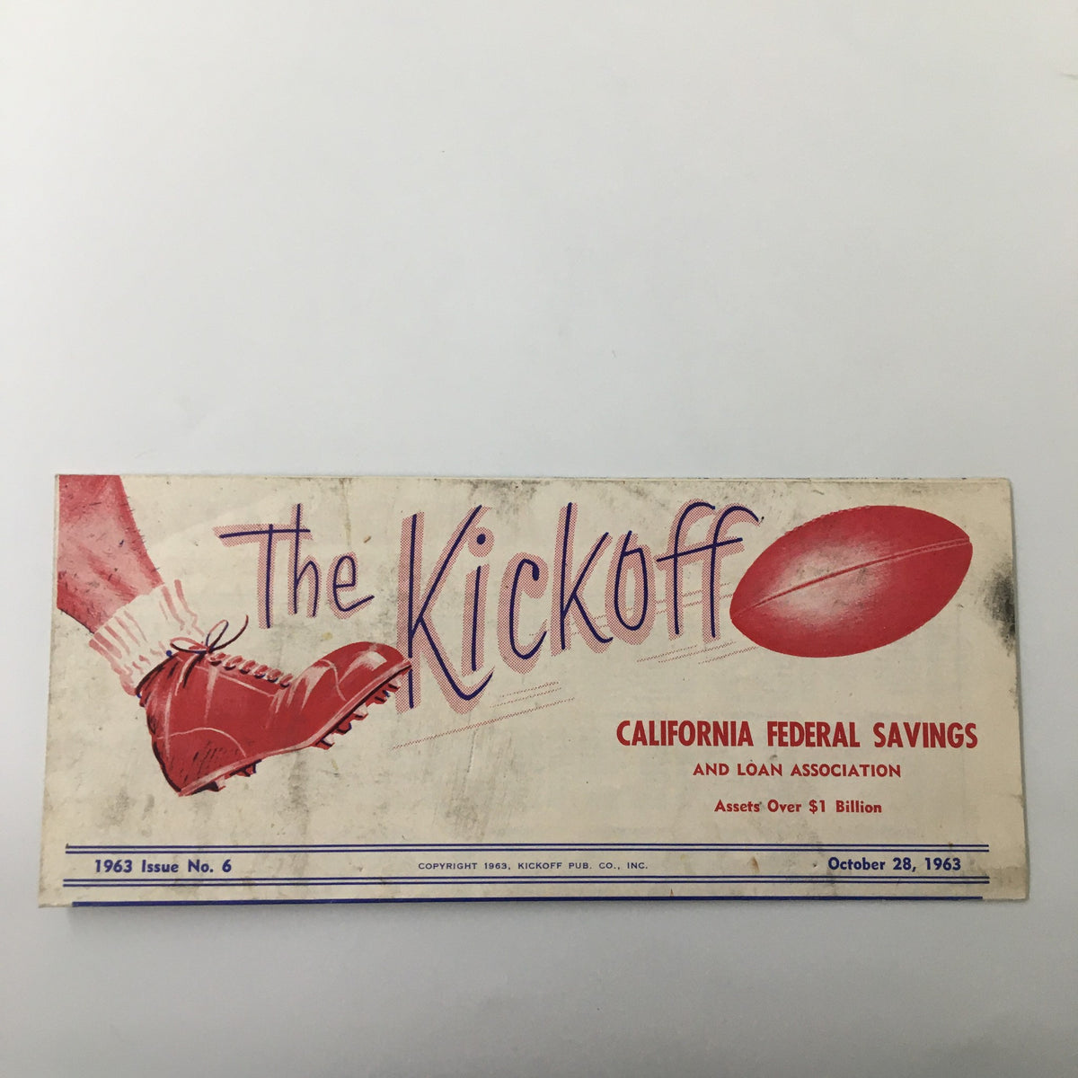 October 28 1963 NCAA Football Notre Dame Fighting Irish Kickoff Program cover featuring football imagery and vintage design.