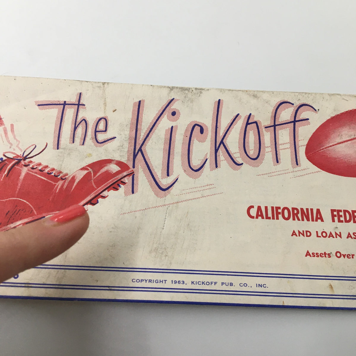 Close-up of the October 28 1963 NCAA Football Notre Dame Fighting Irish Kickoff Program showing the title and details on the cover.