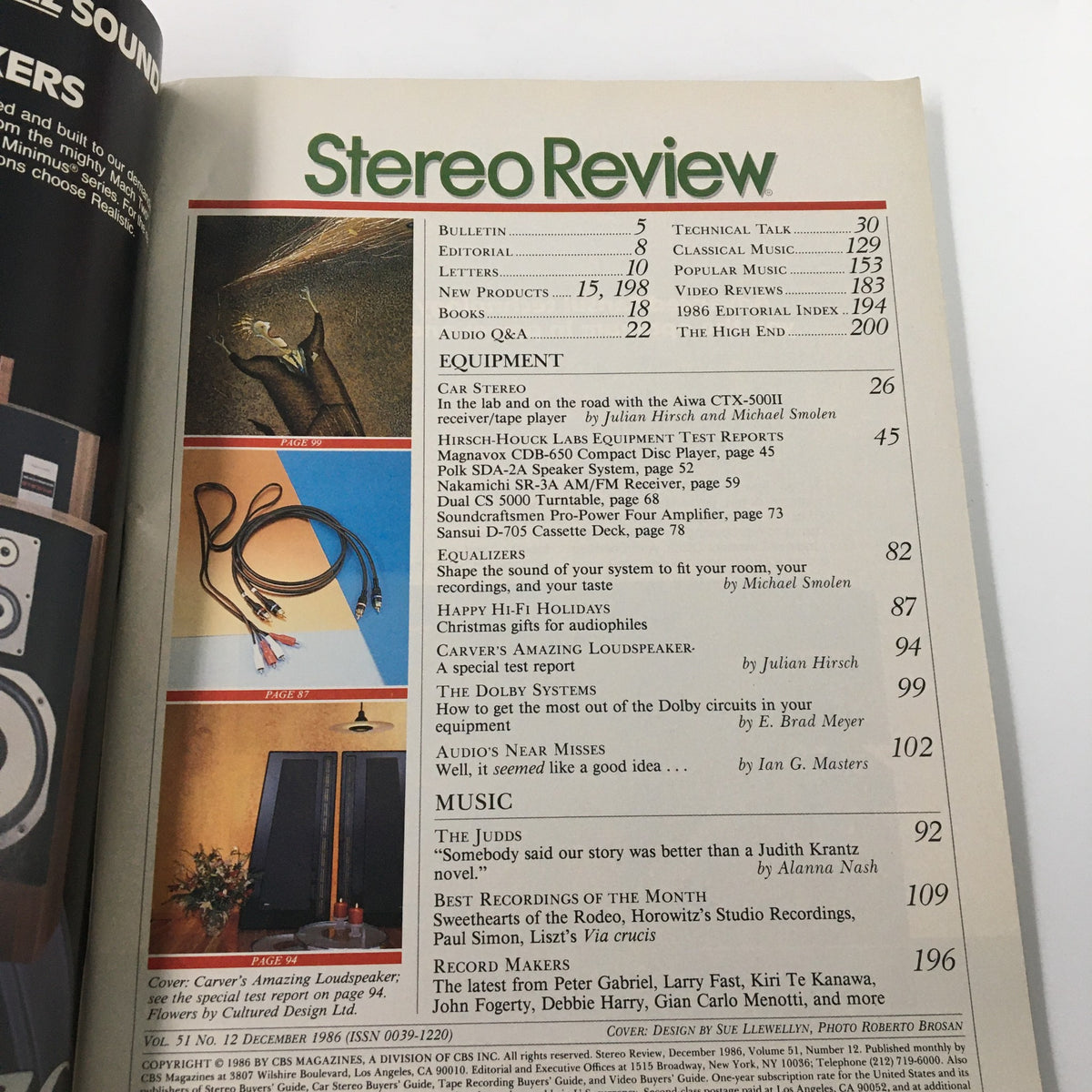 Stereo Review Magazine December 1986 Carver's Amazing Loudspeaker Tests