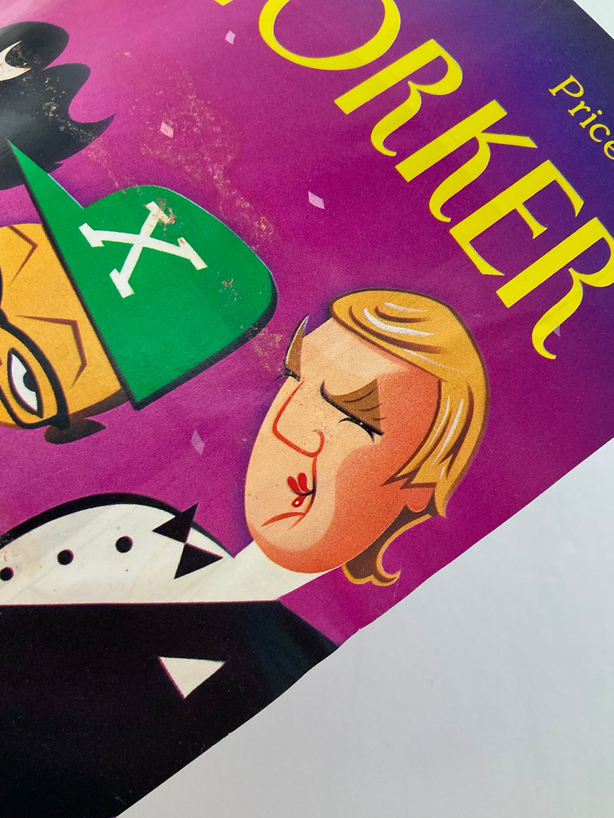 Close-up of The New Yorker cover from December 28, 1992, by Robert Risko, highlighting the expressive characters and festive atmosphere of the Broadway-themed illustration.