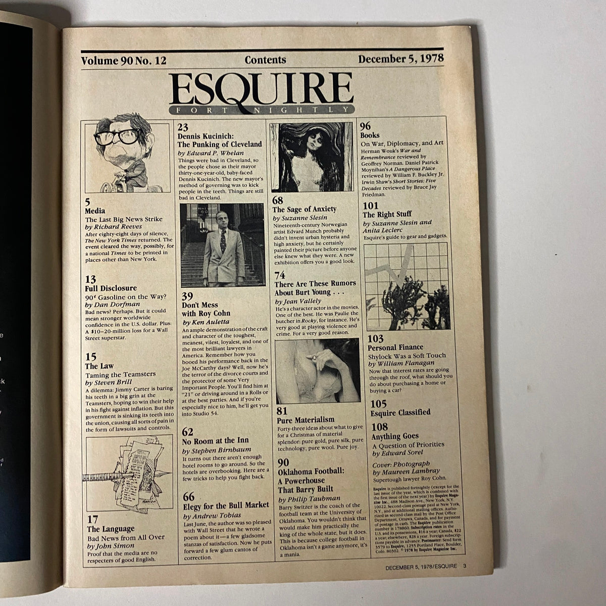 Esquire Magazine December 5, 1978 Supertough Lawyer Roy Cohn