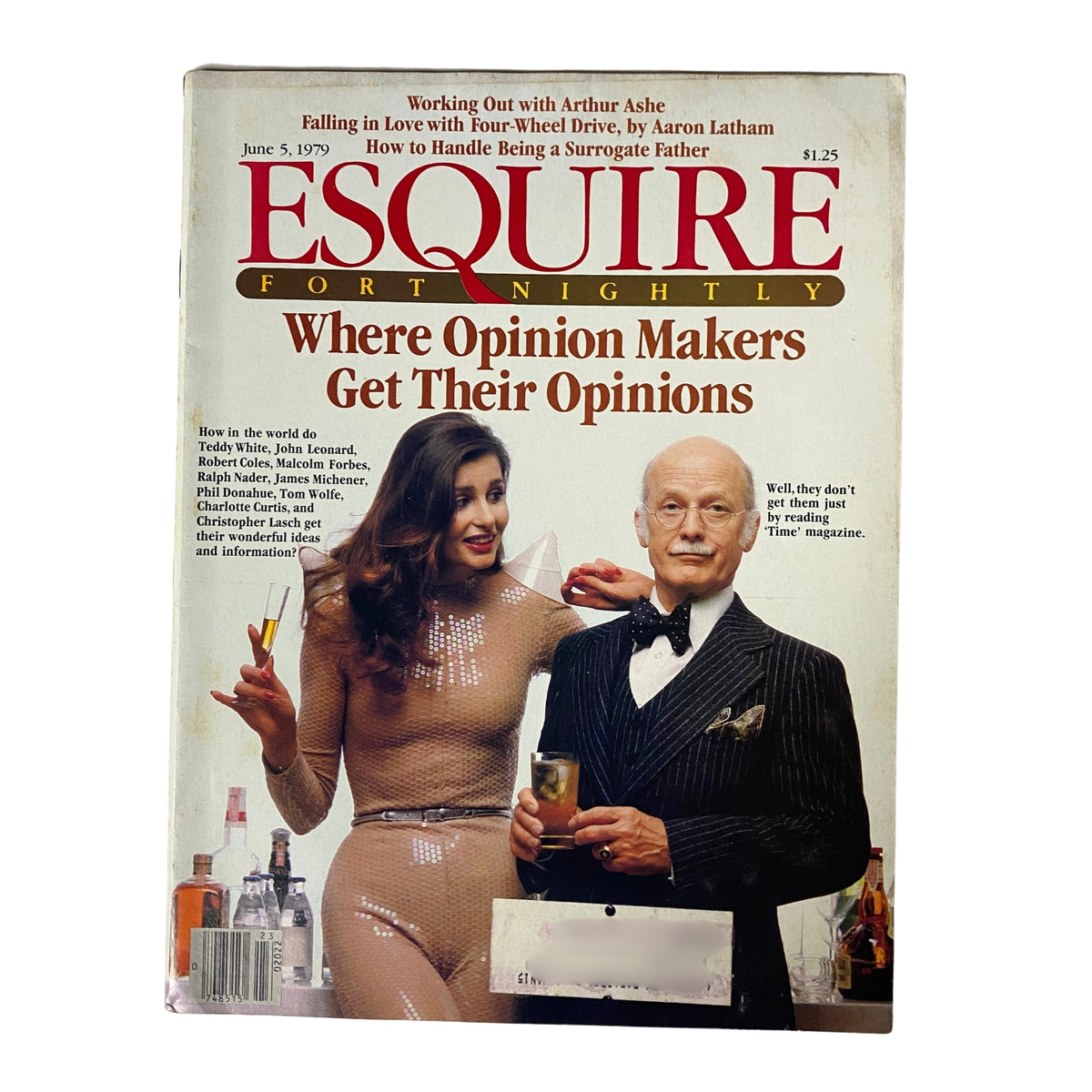 Esquire Magazine Cover from June 5, 1979 titled 'Where Opinion Makers Get Their Opinions', featuring a glamorous woman and a distinguished man, showcasing vintage magazine culture.