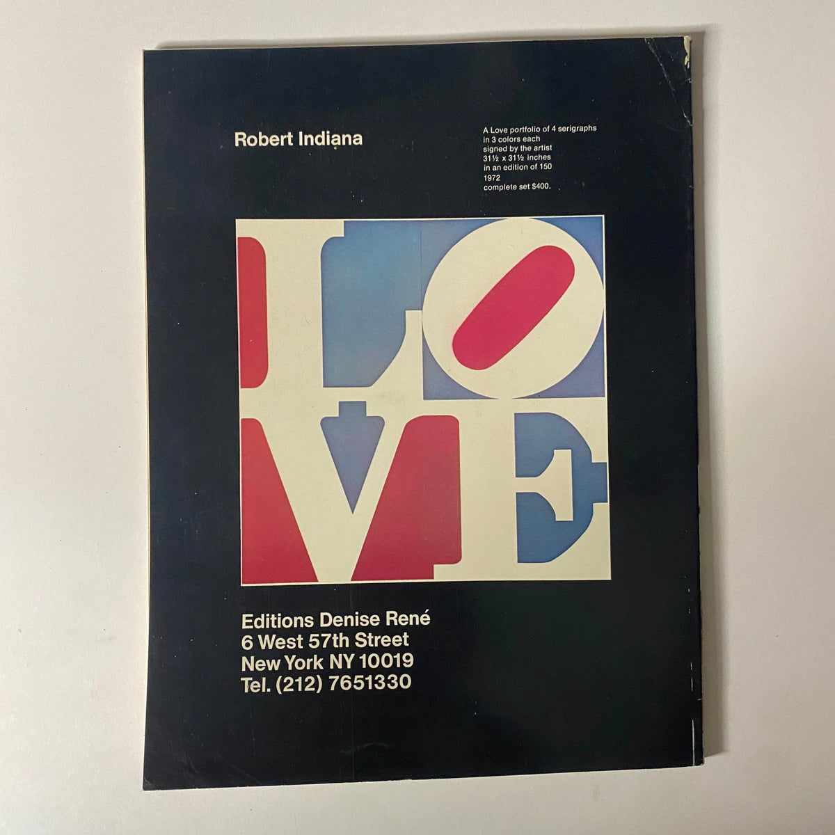 Cover page of Art in America Magazine January 1973 featuring advertisement for Robert Indiana's Love portfolio.
