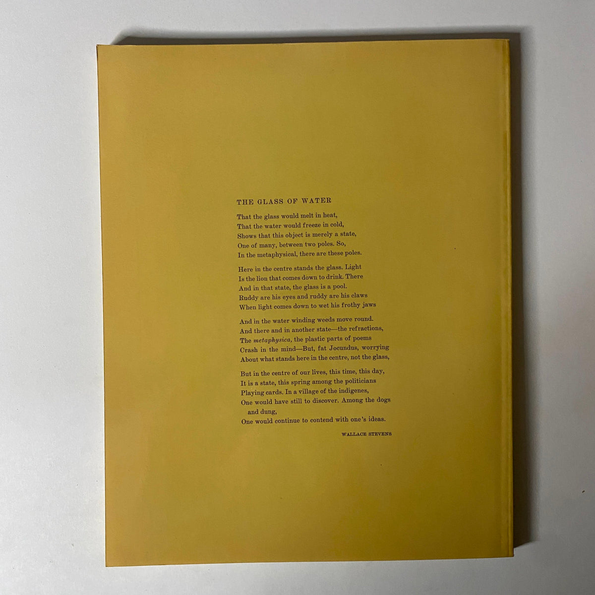 The poem 'The Glass of Water' by Wallace Stevens, presented in 'Art in America' magazine, October 1965.