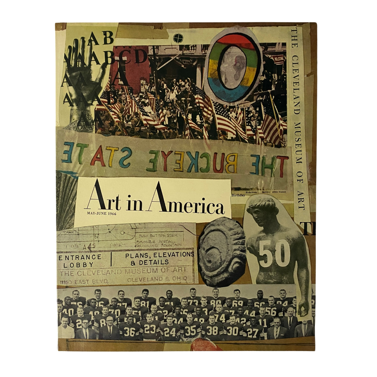 Cover of Art in America Magazine May 1966 featuring a collage celebrating the 50th anniversary of the Cleveland Museum of Art.