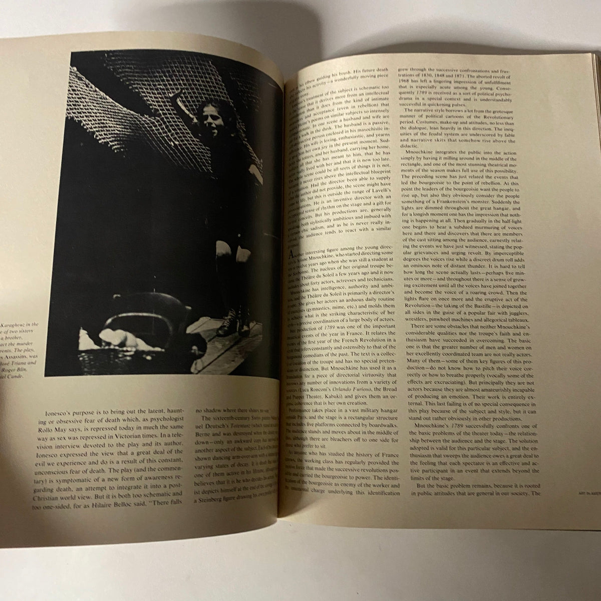 Inside pages of Art in America Magazine November 1971 showcasing an article on contemporary art and political activism.