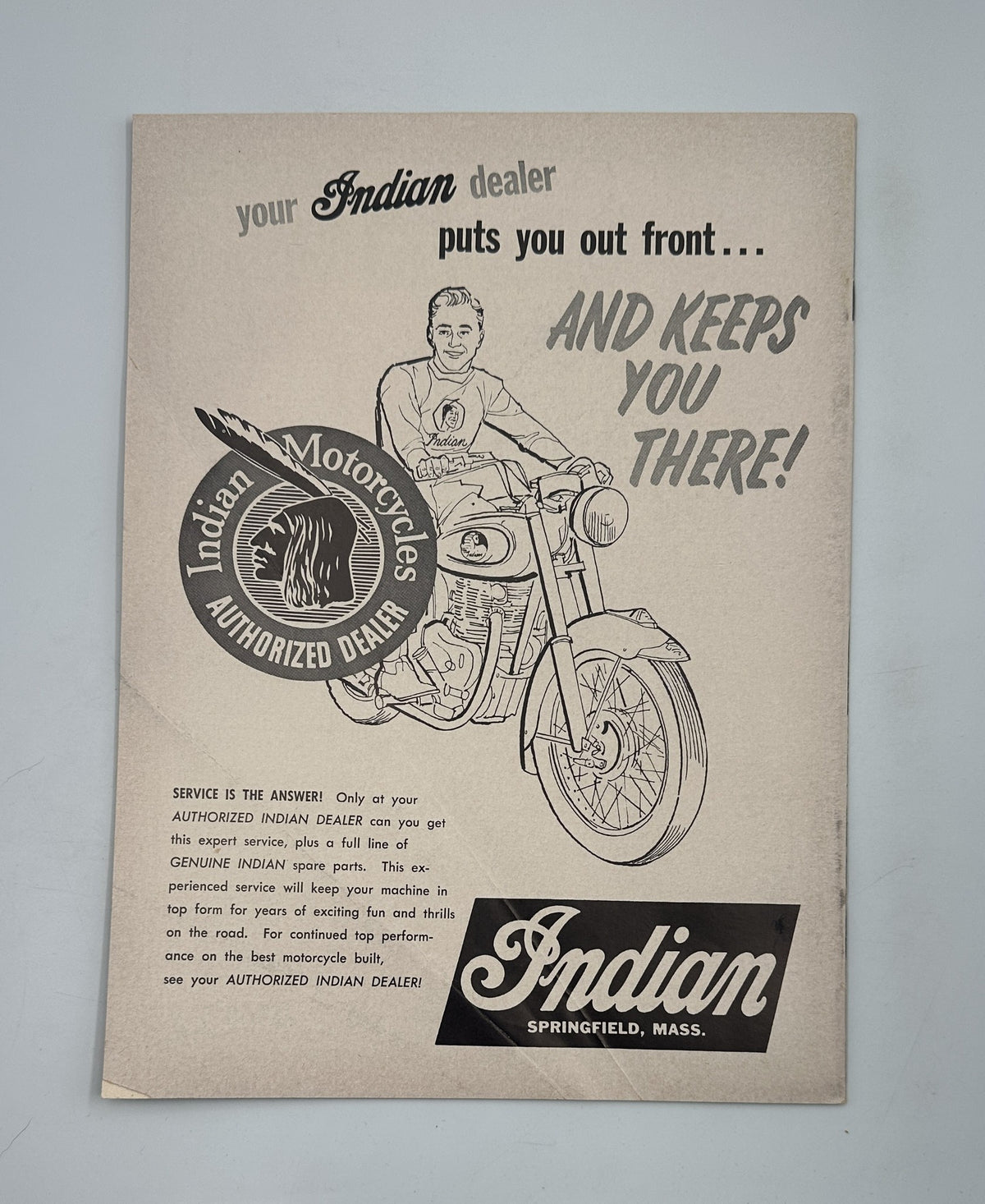 Cycle Magazine August 1958 Isle of Man Parilla Wildcat Scrambler - Advertisement for Indian Motorcycles, promoting them as authorized dealers.