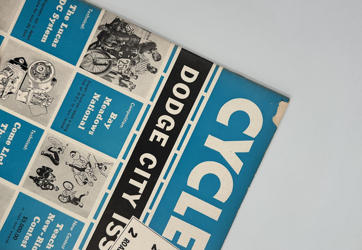 Cycle Magazine September 1955 cover featuring 'Dodge City' with a vintage design showcasing motorcycle culture.