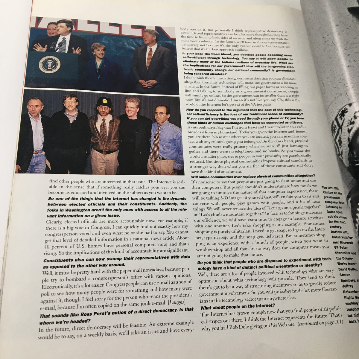 Image from George Magazine February 1997 showing Bill Gates with various people during a political event, emphasizing his influence.