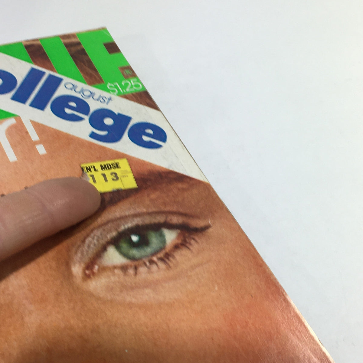 Close-up of the Vintage Mademoiselle Magazine August 1976 cover showing the price tag and details, perfect for vintage magazine collectors.
