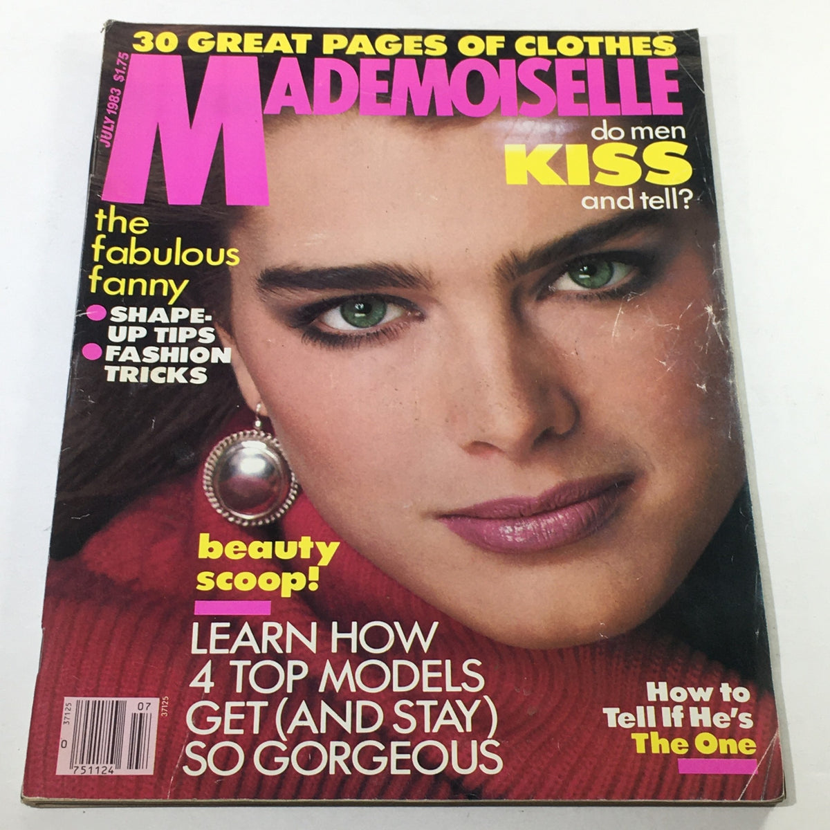 Vintage Mademoiselle Magazine July 1983 featuring Brooke Shields on the cover with a focus on fashion and beauty trends of the 1980s.