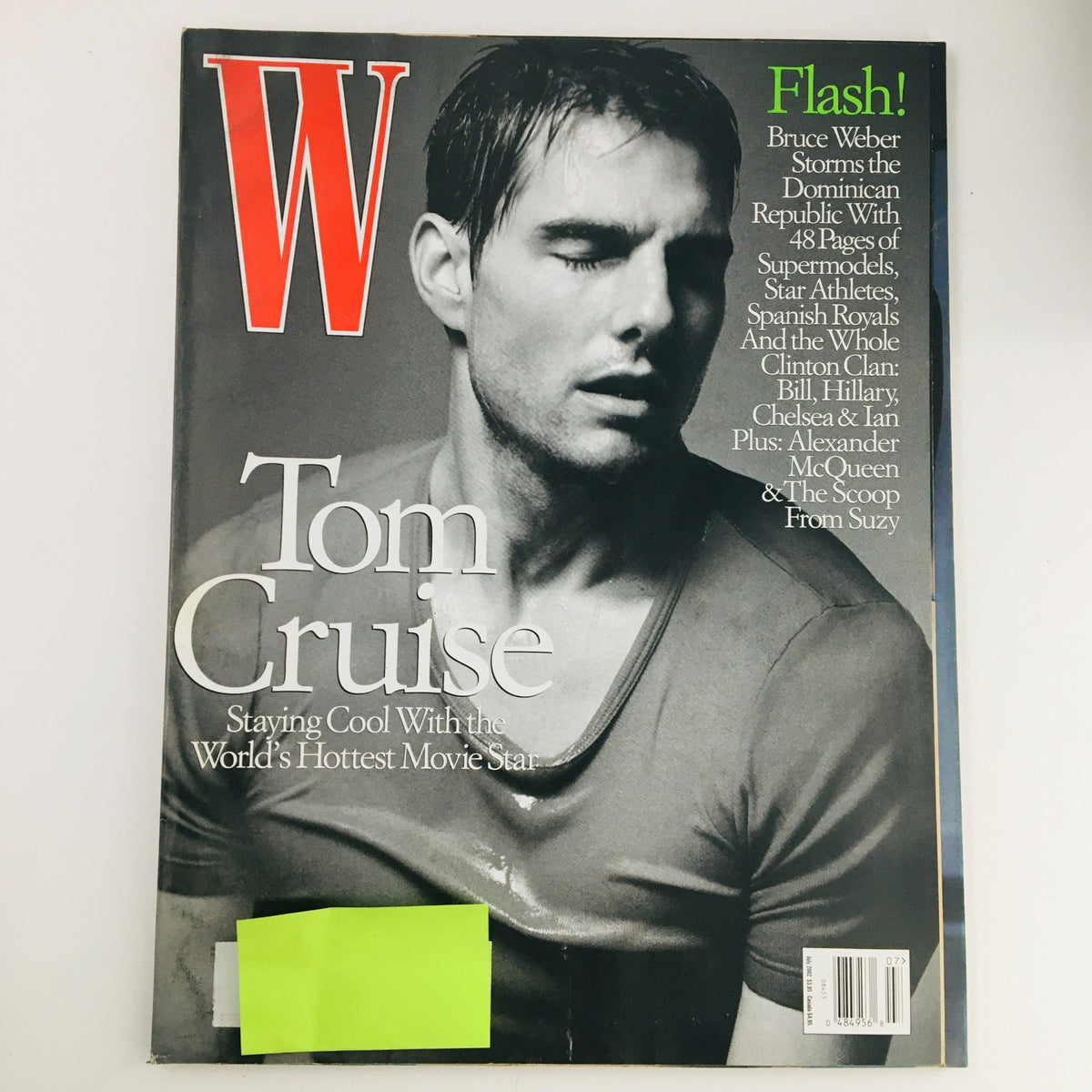 W Magazine July 2002 cover featuring American actor Tom Cruise, highlighting his role in 'Eyes Wide Shut'. The magazine showcases Tom Cruise with a striking pose, embodying the allure of Hollywood in the early 2000s.