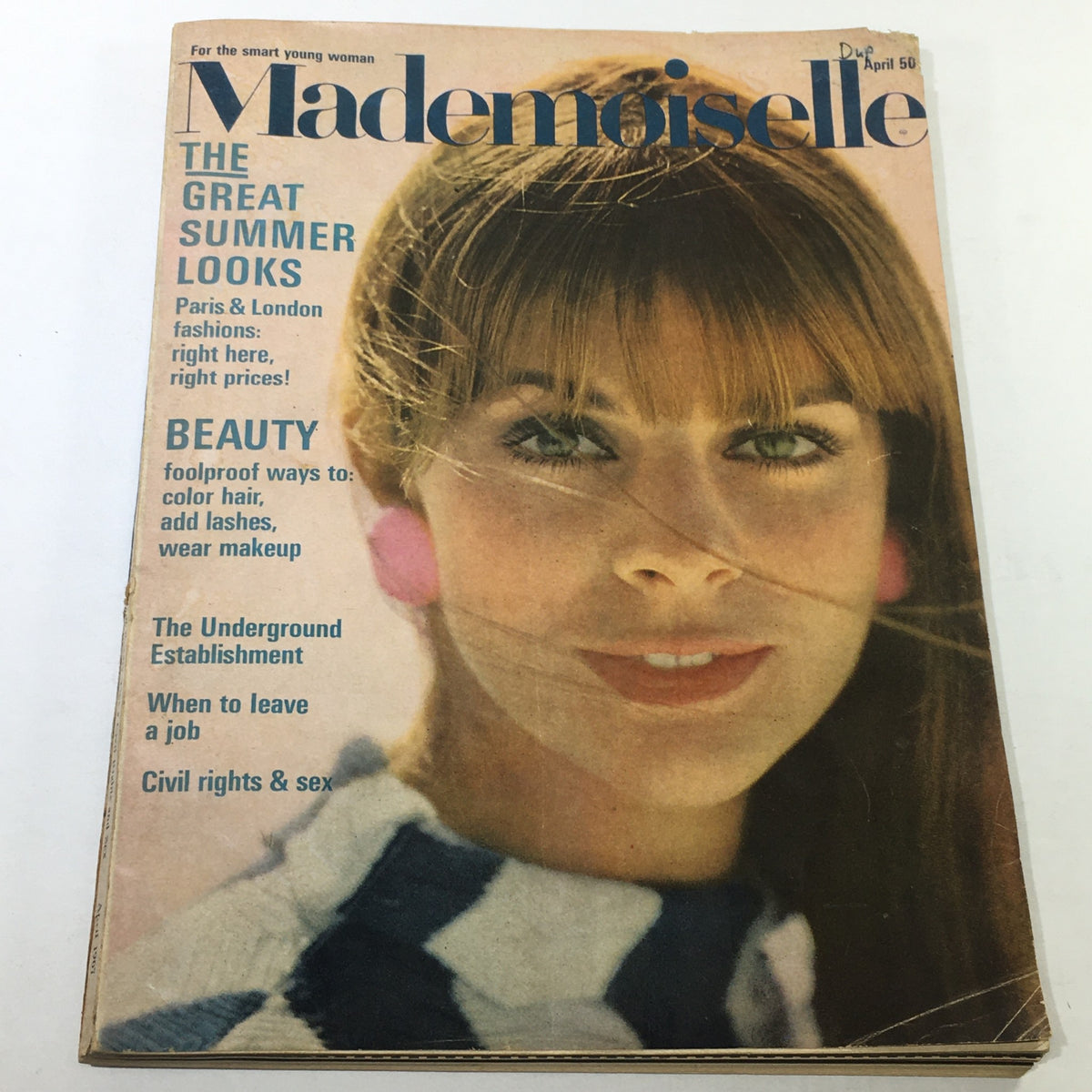 Vintage Mademoiselle Magazine: April 1967 - Beauty, Fashion, Beautiful Cover