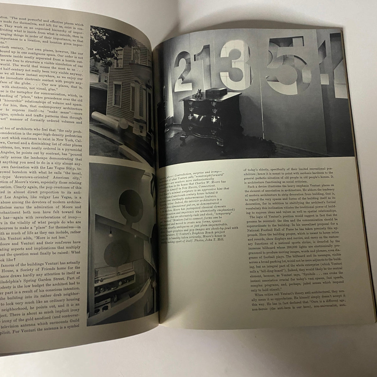 Interior pages of Art in America Magazine July 1970, highlighting a discussion on modern architecture and artistic expression with accompanying black and white photographs.