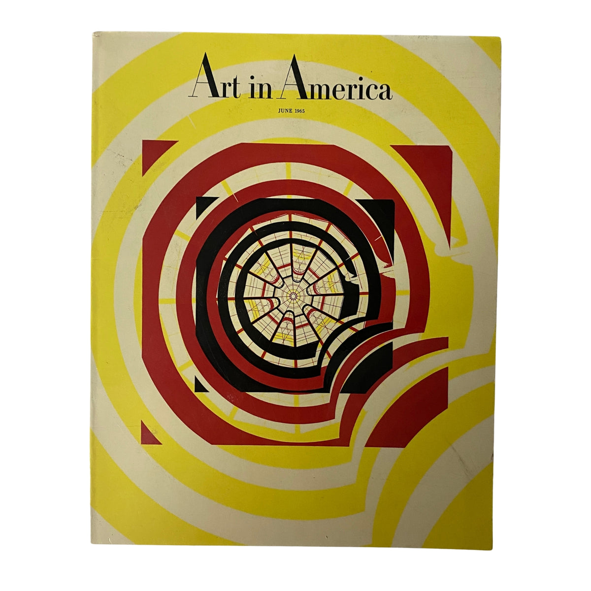 Cover of Art in America Magazine June 1965 featuring a vibrant design by Elton Robinson, highlighting the Guggenheim Museum.
