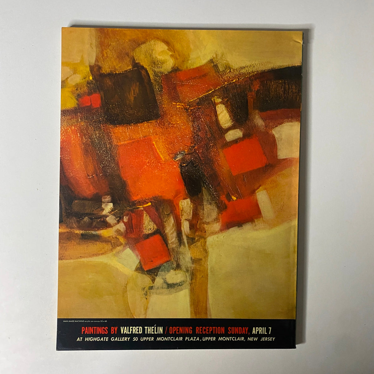 Cover of Art in America Magazine March 1968 featuring an abstract painting by Valfred Thelin, advertising an upcoming gallery opening in New Jersey.