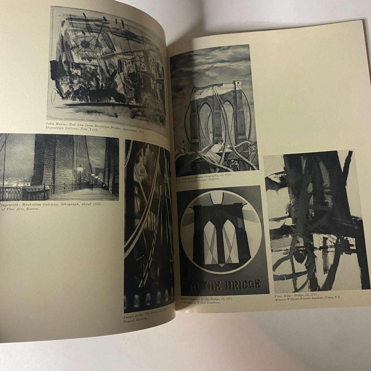 Art in America Magazine March 1966 showcasing black-and-white artistic interpretations of urban architecture, including John Marin's 'Red Sun from Brooklyn Bridge' and other notable works.