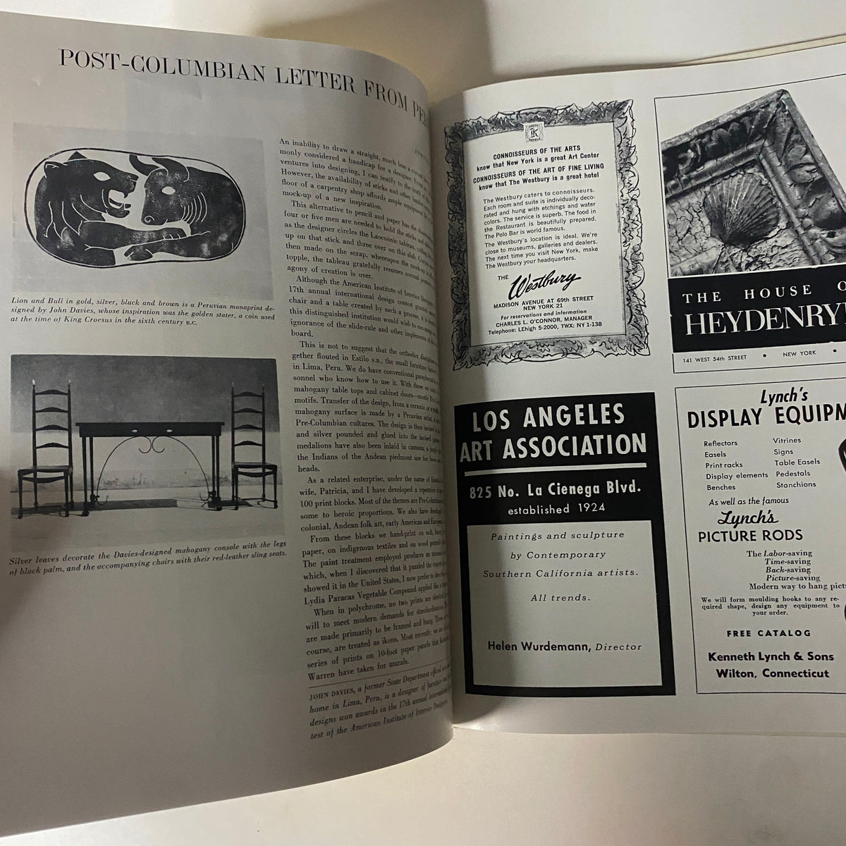 Interior page of Art in America Magazine No. 3, 1962, featuring an article alongside advertisements related to art and design.
