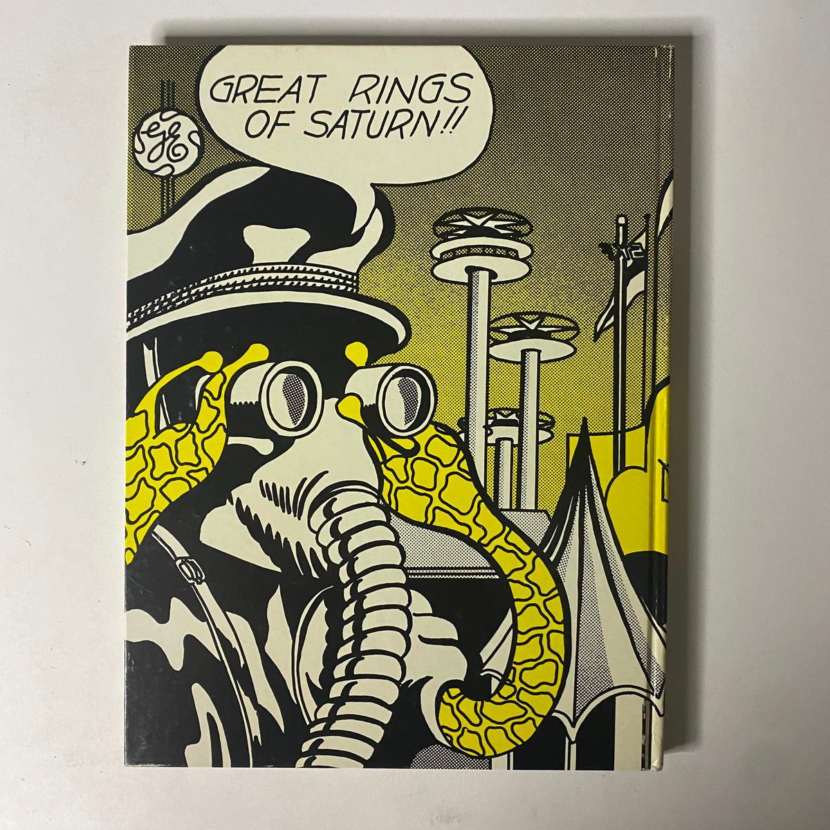 Back cover of Art in America Magazine No. 2 1964, featuring whimsical illustration with the text 'GREAT RINGS OF SATURN!!' in engaging pop art style.