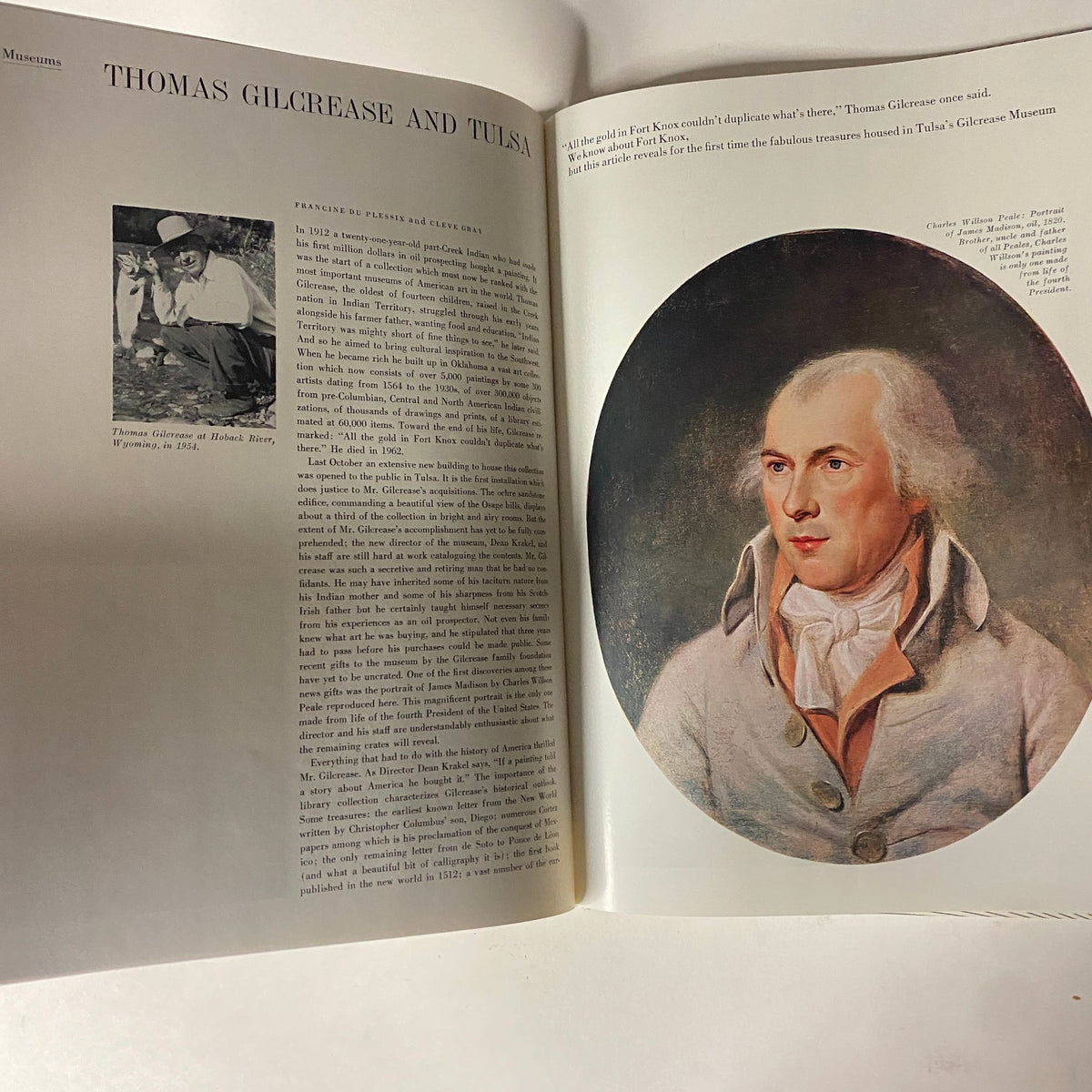 Interior page of Art in America Magazine No. 3 1964 featuring an article on Thomas Gilcrease and a portrait image, showcasing magazine content.
