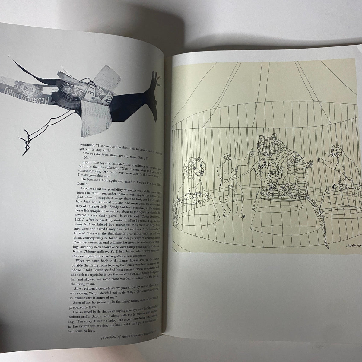 Inside page of Art in America Magazine No. 5, showcasing a drawing from Alexander Calder's circus theme.