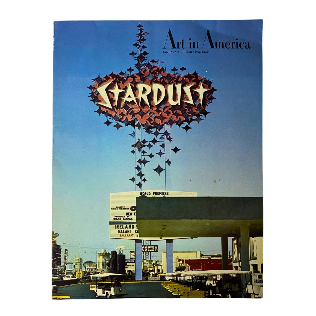Cover of Art in America Magazine January 1972 featuring the vibrant Stardust sign, highlighting themes of Las Vegas signage in art.