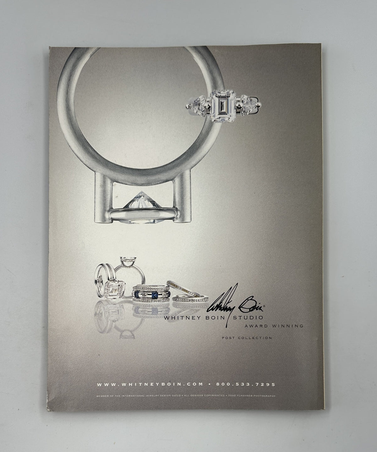 Back cover of Martha Stewart Weddings Magazine Summer 2001 displaying a luxurious jewelry advertisement featuring various rings.