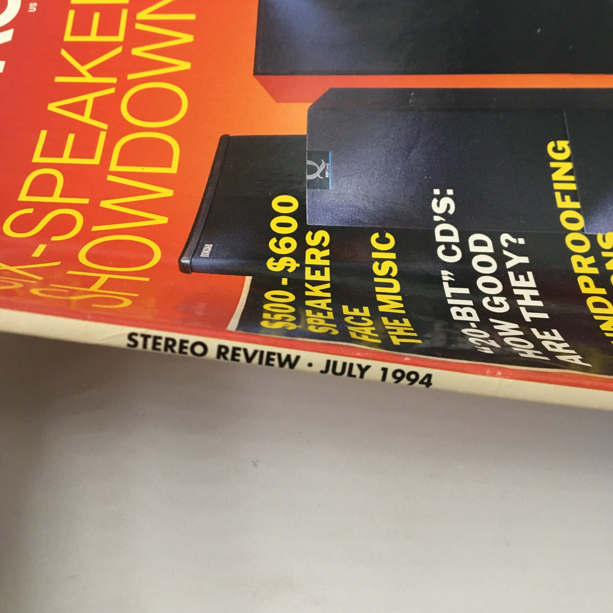 Cover of Stereo Review Magazine July 1994, showcasing a bold design with headlines about $500 to $600 speakers, audio technology, and a review on 20-bit CDs.