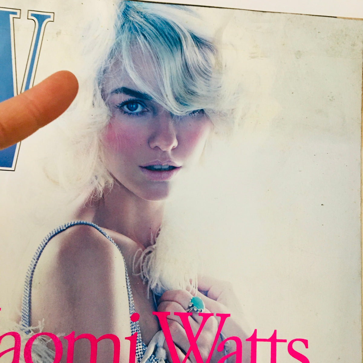 Cover of W Magazine March 2004 featuring British actress Naomi Watts, showcasing her striking presence in vintage fashion.